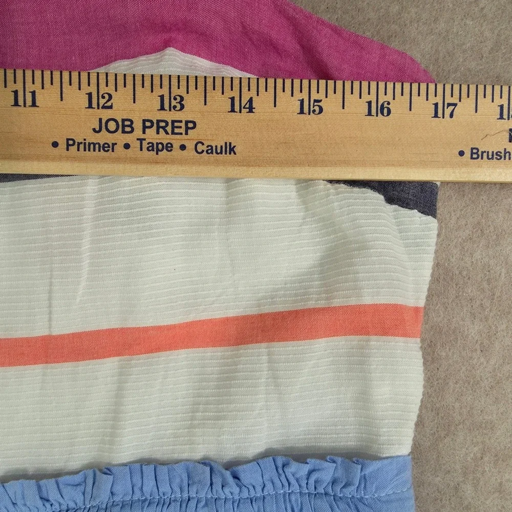 GAP Rainbow Striped Maxi Sun Dress Sz M Tiered Empire Waist Boho Cottage Coastal